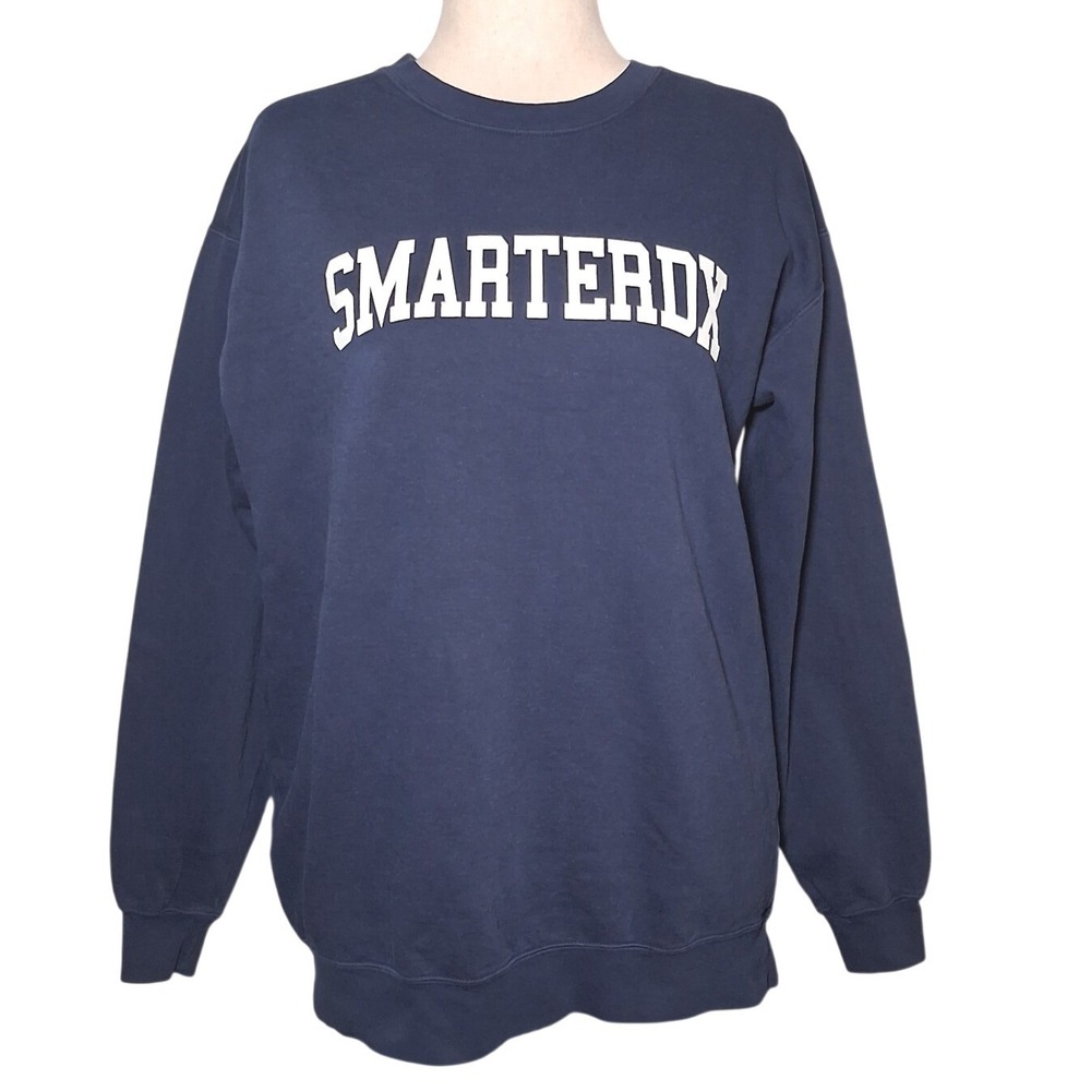 Comfort Colors SmarterDX Navy Blue Graphic Crewneck Sweatshirt Large
